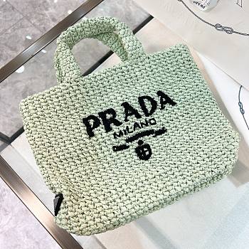 Fortok Prada Metallic Small Crochet Tote Bag in Green 24x24x8cm