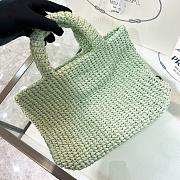 Fortok Prada Metallic Small Crochet Tote Bag in Green 24x24x8cm - 3