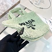 Fortok Prada Metallic Small Crochet Tote Bag in Green 24x24x8cm - 2