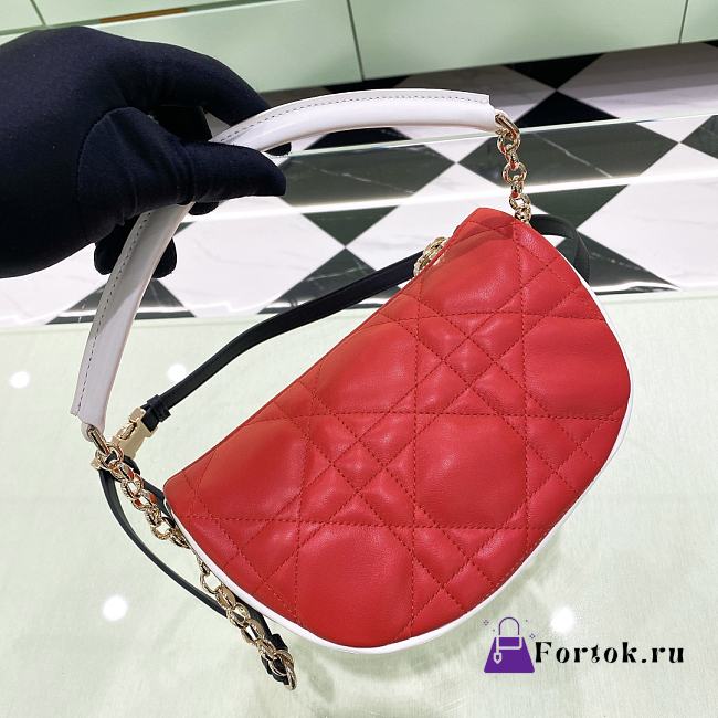 Fortok Dior Small Vibe Hobo Bag Lambskin Red 20×15×7cm - 1