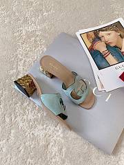 Fortok Gucci Interlocking G Cut-out Sandals Beige and Blue Suede - 2