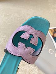 Fortok Gucci Interlocking G Cut-out Sandals Blue and Purple Suede - 4