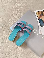 Fortok Gucci Interlocking G Cut-out Sandals Blue and Purple Suede - 3