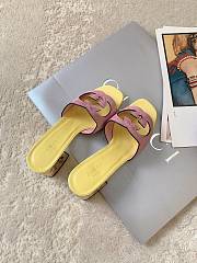 Fortok Gucci Interlocking G Cut-out Sandals Yellow and Pink Suede - 5