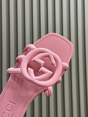Fortok Gucci Interlocking G Slide Sandals Pink Rubber - 2