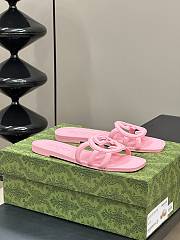 Fortok Gucci Interlocking G Slide Sandals Pink Rubber - 3