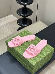 Fortok Gucci Interlocking G Slide Sandals Pink Rubber - 4