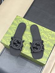 Fortok Gucci Interlocking G Slide Sandals Black Rubber - 1