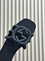 Fortok Gucci Interlocking G Slide Sandals Black Rubber - 2