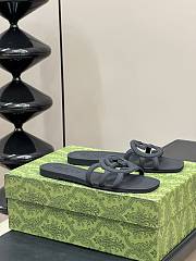 Fortok Gucci Interlocking G Slide Sandals Black Rubber - 3