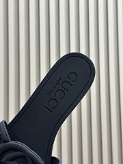 Fortok Gucci Interlocking G Slide Sandals Black Rubber - 6