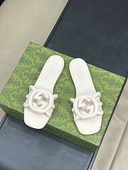 Fortok Gucci Interlocking G Slide Sandals White Rubber - 1