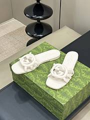 Fortok Gucci Interlocking G Slide Sandals White Rubber - 4