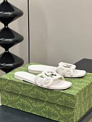 Fortok Gucci Interlocking G Slide Sandals White Rubber - 3