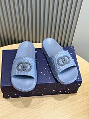 Fortok Gucci Men 's Interlocking G Slide Sandals Light Blue Textured Rubber - 1