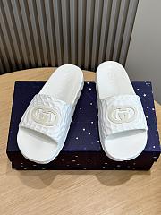Fortok Gucci Men 's Interlocking G Slide Sandals White Textured Rubber - 1
