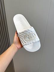 Fortok Gucci Men 's Interlocking G Slide Sandals White Textured Rubber - 3