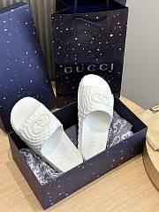 Fortok Gucci Men 's Interlocking G Slide Sandals White Textured Rubber - 2