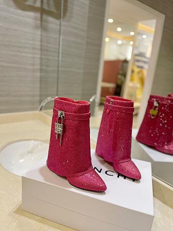 Fortok Givenchy Shark Lock Ankle Boots In Satin With Strass Pink
