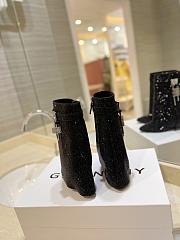Fortok Givenchy Shark Lock Ankle Boots In Satin With Strass Black - 5