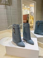 Fortok Givenchy Shark Lock Ankle Boots in Blue Denim - 1