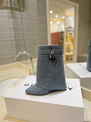 Fortok Givenchy Shark Lock Ankle Boots in Blue Denim - 5