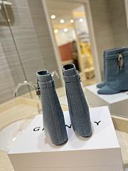 Fortok Givenchy Shark Lock Ankle Boots in Blue Denim - 4