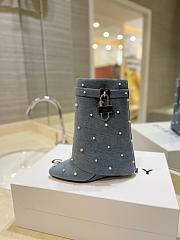 Fortok Givenchy Shark Lock Ankle Boots in Blue Denim With Pearls - 5