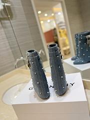 Fortok Givenchy Shark Lock Ankle Boots in Blue Denim With Pearls - 3