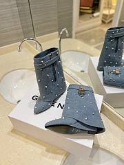 Fortok Givenchy Shark Lock Ankle Boots in Blue Denim With Pearls - 2