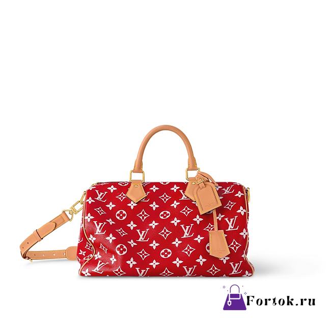 Fortok Louis Vuitton Speedy P9 Bandoulière 40 Bag in Red M24420 40x26x23cm - 1