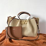Fortok Valentino Medium Straw Summer Tote Bag in Beige 35x25x17cm - 1