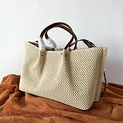 Fortok Valentino Medium Straw Summer Tote Bag in Beige 35x25x17cm - 6