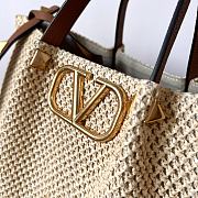 Fortok Valentino Medium Straw Summer Tote Bag in Beige 35x25x17cm - 2