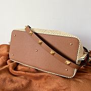 Fortok Valentino Medium Straw Summer Tote Bag in Beige 35x25x17cm - 3
