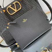 Fortok Valentino Medium Straw Summer Tote Bag in Black 35x25x17cm - 3