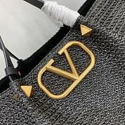 Fortok Valentino Medium Straw Summer Tote Bag in Black 35x25x17cm - 4