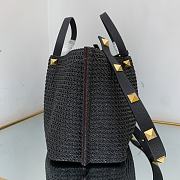 Fortok Valentino Medium Straw Summer Tote Bag in Black 35x25x17cm - 5