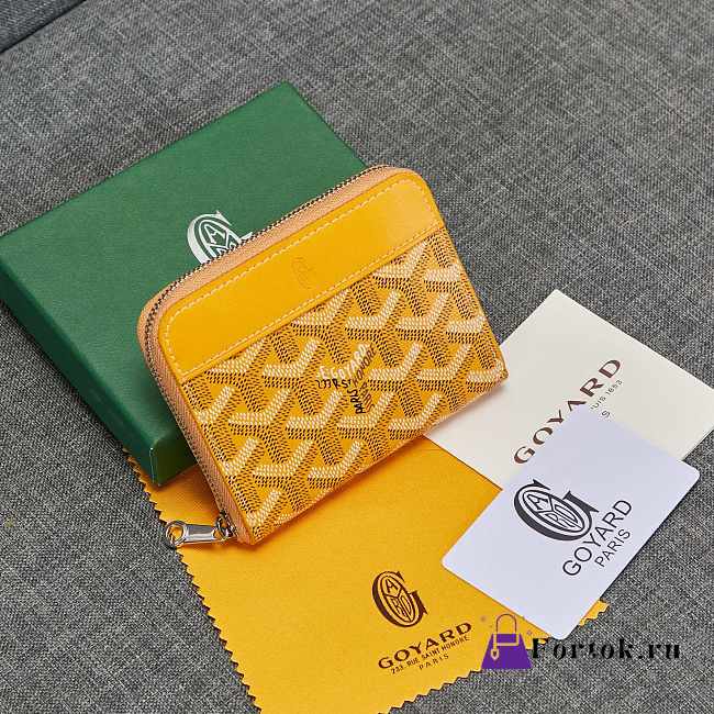 Fortok Goyard Short Zipper Wallet in Yellow 11.5x9.5x2cm - 1