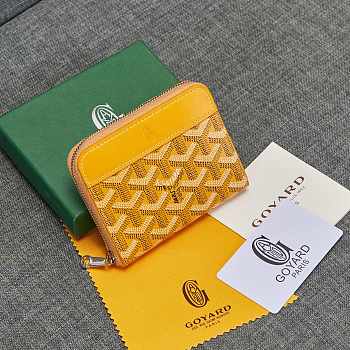 Fortok Goyard Short Zipper Wallet in Yellow 11.5x9.5x2cm