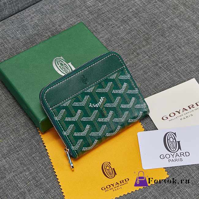 Fortok Goyard Short Zipper Wallet in Green 11.5x9.5x2cm - 1