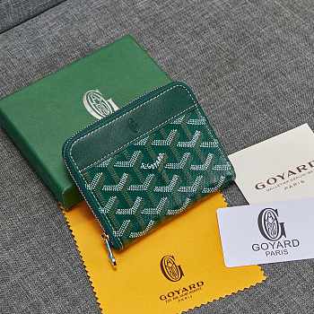 Fortok Goyard Short Zipper Wallet in Green 11.5x9.5x2cm