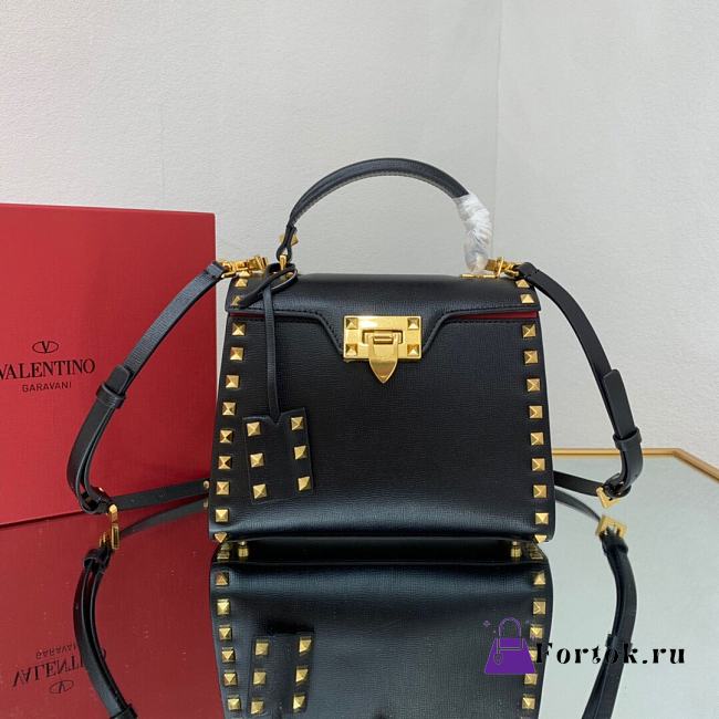 Fortok Valentino Garavani Rockstud Alcove Handbag In Black 22x17x9cm - 1