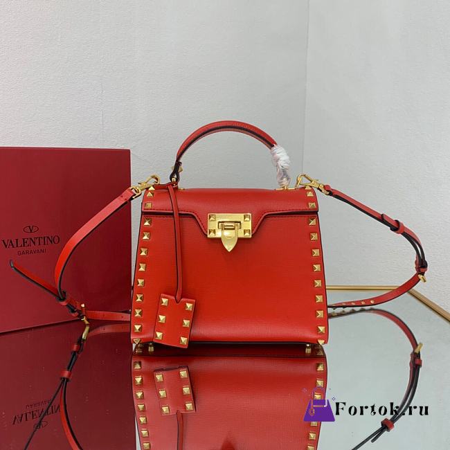 Fortok Valentino Garavani Rockstud Alcove Handbag In Red 22x17x9cm - 1