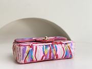 Fortok Chanel Classic Bag Embroidered Satin, Sequins & Gold-Tone Metal Yellow, Purple & Pink 12x20×6cm - 5