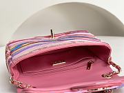 Fortok Chanel Classic Bag Embroidered Satin, Sequins & Gold-Tone Metal Yellow, Purple & Pink 12x20×6cm - 4