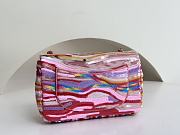 Fortok Chanel Classic Bag Embroidered Satin, Sequins & Gold-Tone Metal Yellow, Purple & Pink 12x20×6cm - 3