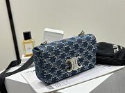 Fortok Celine Chain Shoulder Bag Claude In Denim With Triomphe All-Over 20.5x11.5x4cm - 5