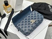 Fortok Celine Chain Shoulder Bag Claude In Denim With Triomphe All-Over 20.5x11.5x4cm - 4