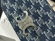 Fortok Celine Chain Shoulder Bag Claude In Denim With Triomphe All-Over 20.5x11.5x4cm - 3
